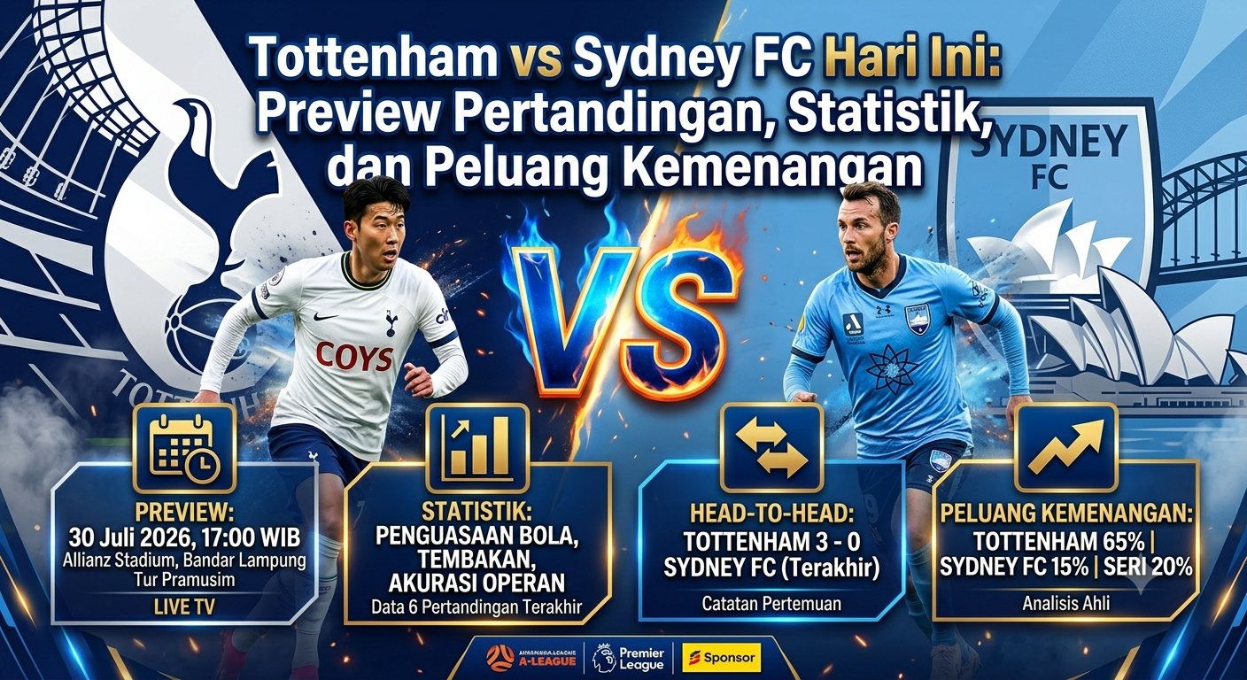 Tottenham vs Sydney FC Hari Ini: Preview Pertandingan, Statistik, dan Peluang Kemenangan