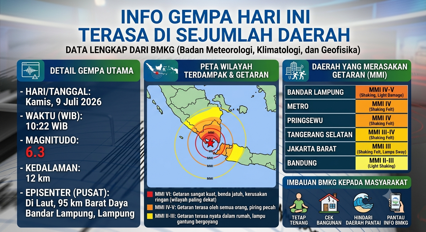 Gempa Hari Ini Terasa di Sejumlah Daerah, Berikut Data Lengkap dari BMKG