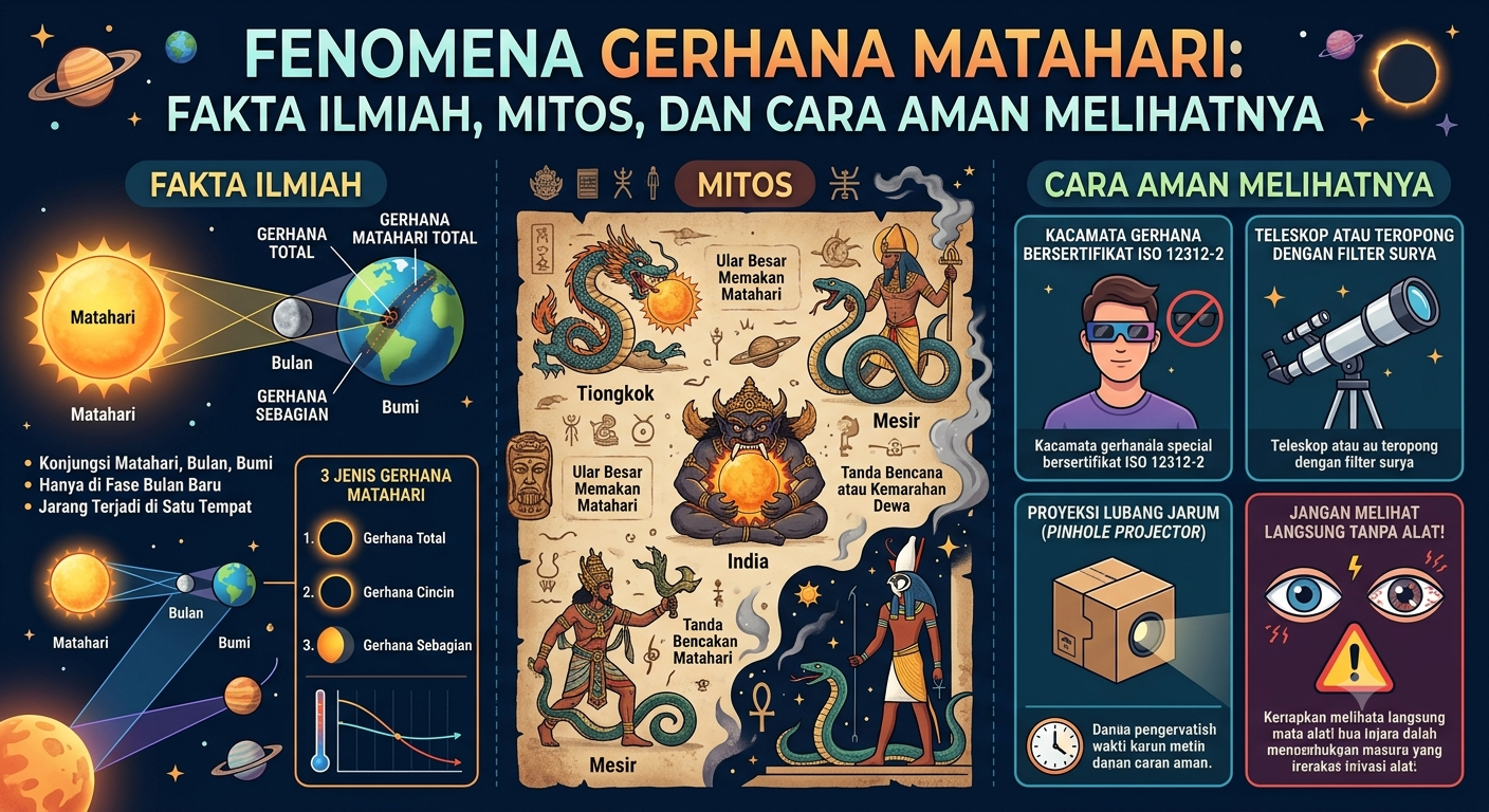 Fenomena Gerhana Matahari: Fakta Ilmiah, Mitos, dan Cara Aman Melihatnya