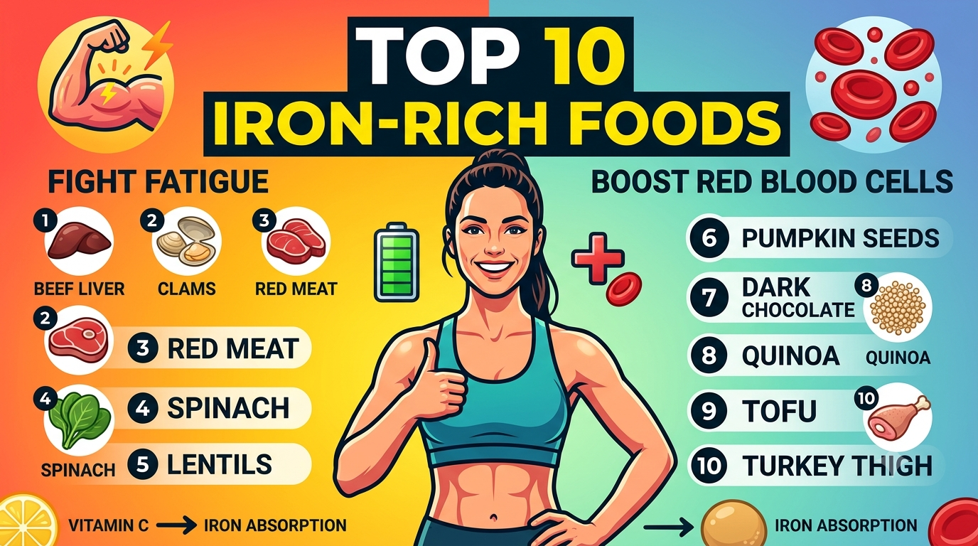 Top 10 Iron-Rich Foods That Help Fight Fatigue and Improve Red Blood Cell Production
