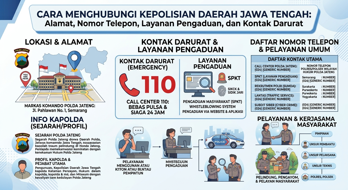 Cara Menghubungi Kepolisian Daerah Jawa Tengah: Alamat, Nomor Telepon, Layanan Pengaduan, dan Kontak Darurat
