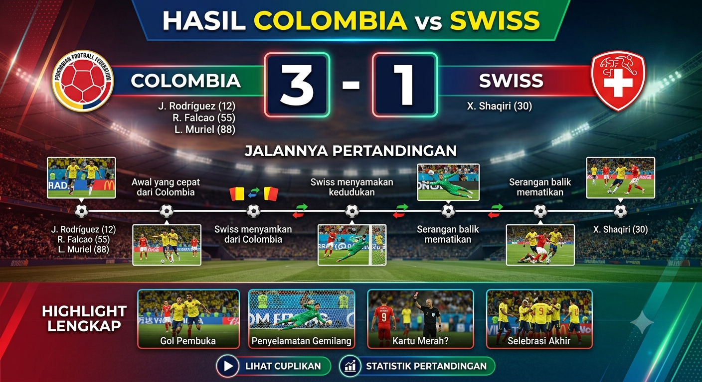 Hasil Colombia vs Swiss: Skor Akhir, Jalannya Pertandingan, dan Highlight Lengkap