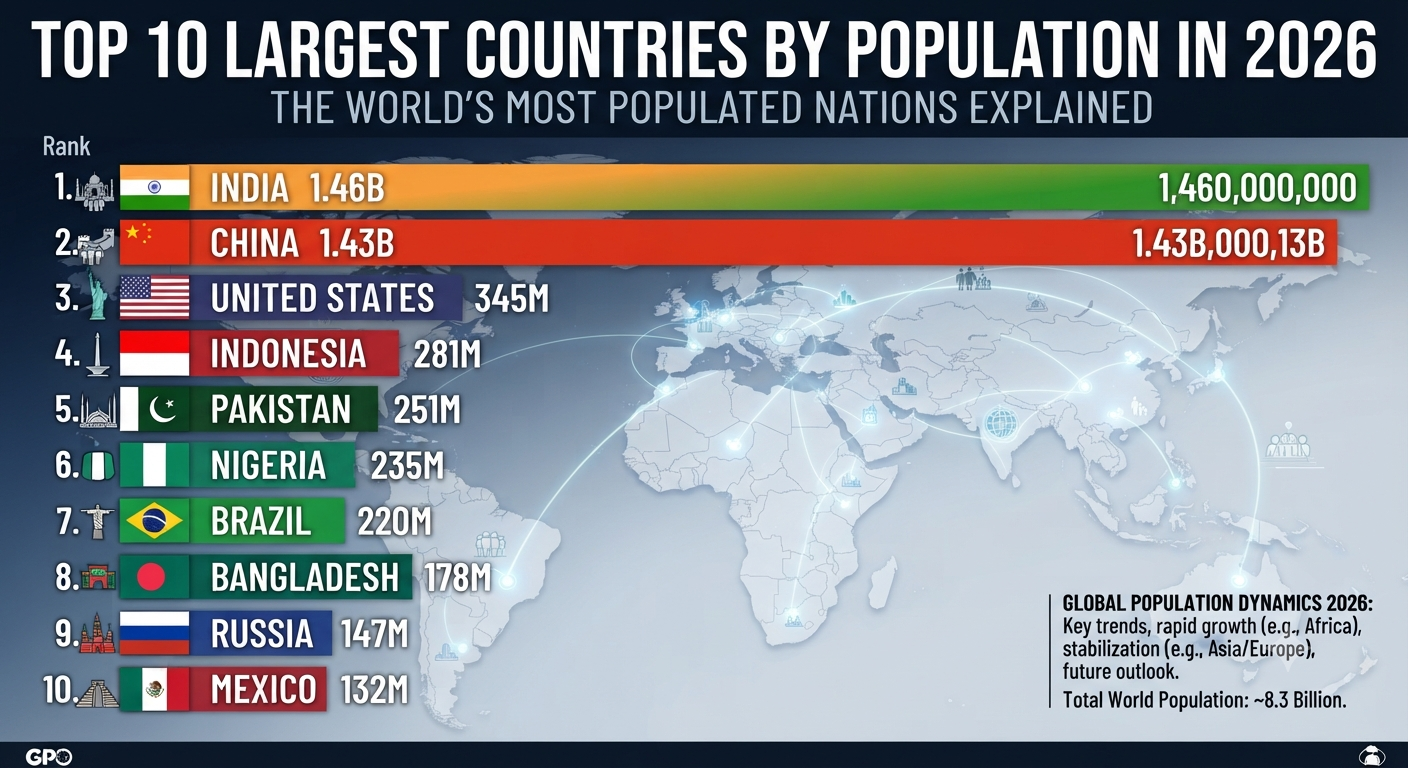 Top 10 Largest Countries by Population in 2026: The World's Most Populated Nations Explained