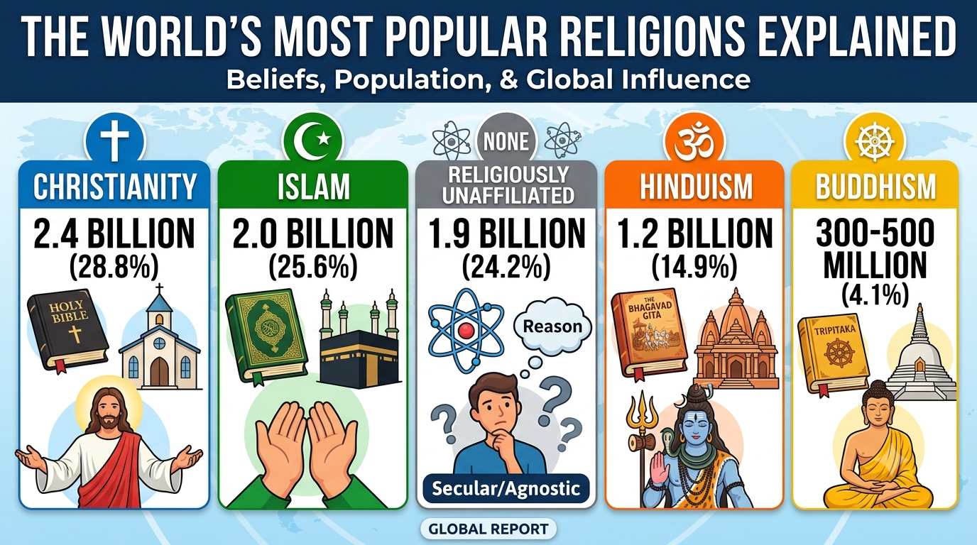 The World's Most Popular Religions Explained: Beliefs, Population, and Global Influence