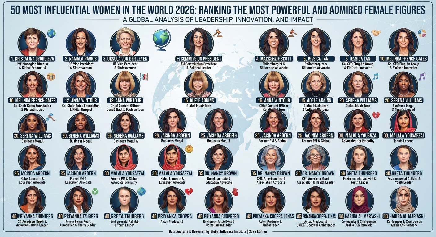 50 Most Influential Women in the World 2026: Ranking the Most Powerful and Admired Female Figures