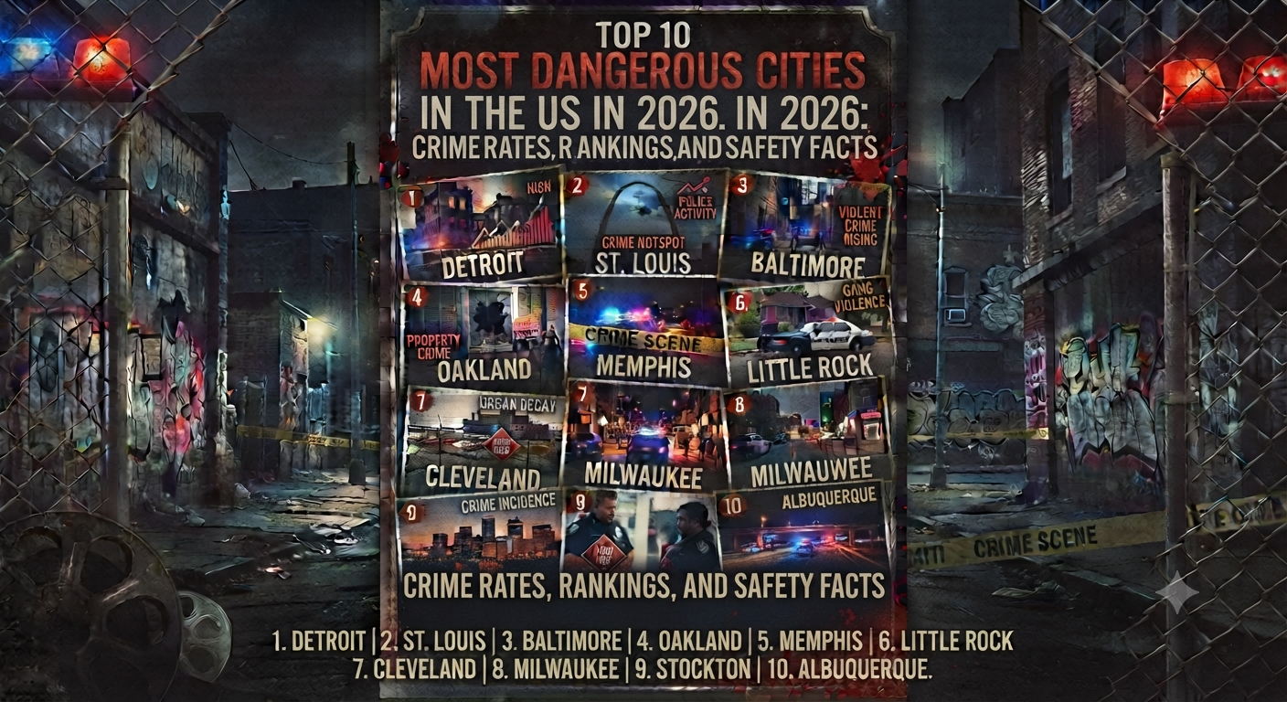 Top 10 Most Dangerous Cities in the US in 2026: Crime Rates, Rankings, and Safety Facts