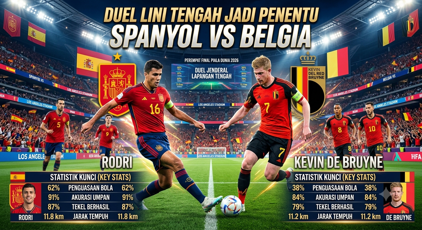 Duel Lini Tengah Jadi Penentu Spanyol vs Belgia: Pertempuran Kreativitas dan Kendali Ritme