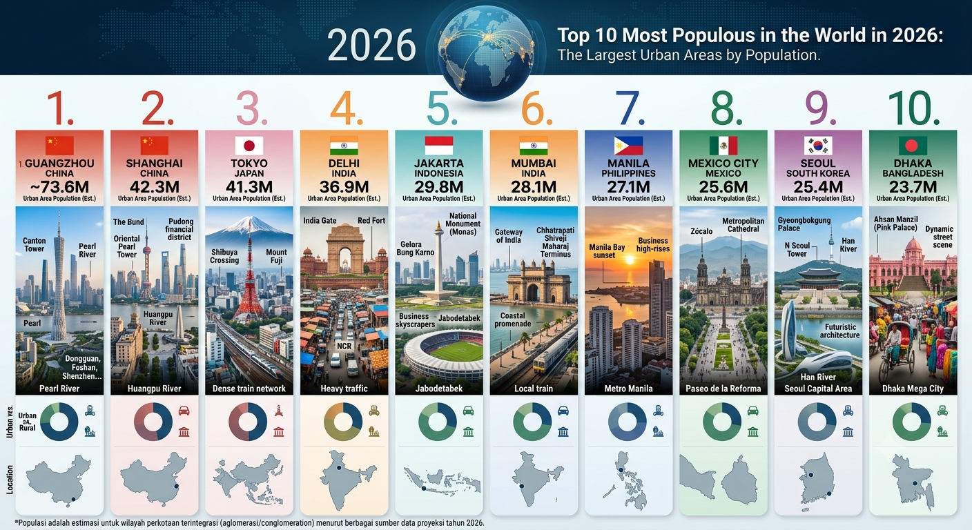 Top 10 Most Populous Cities in the World in 2026: The Largest Urban Areas by Population
