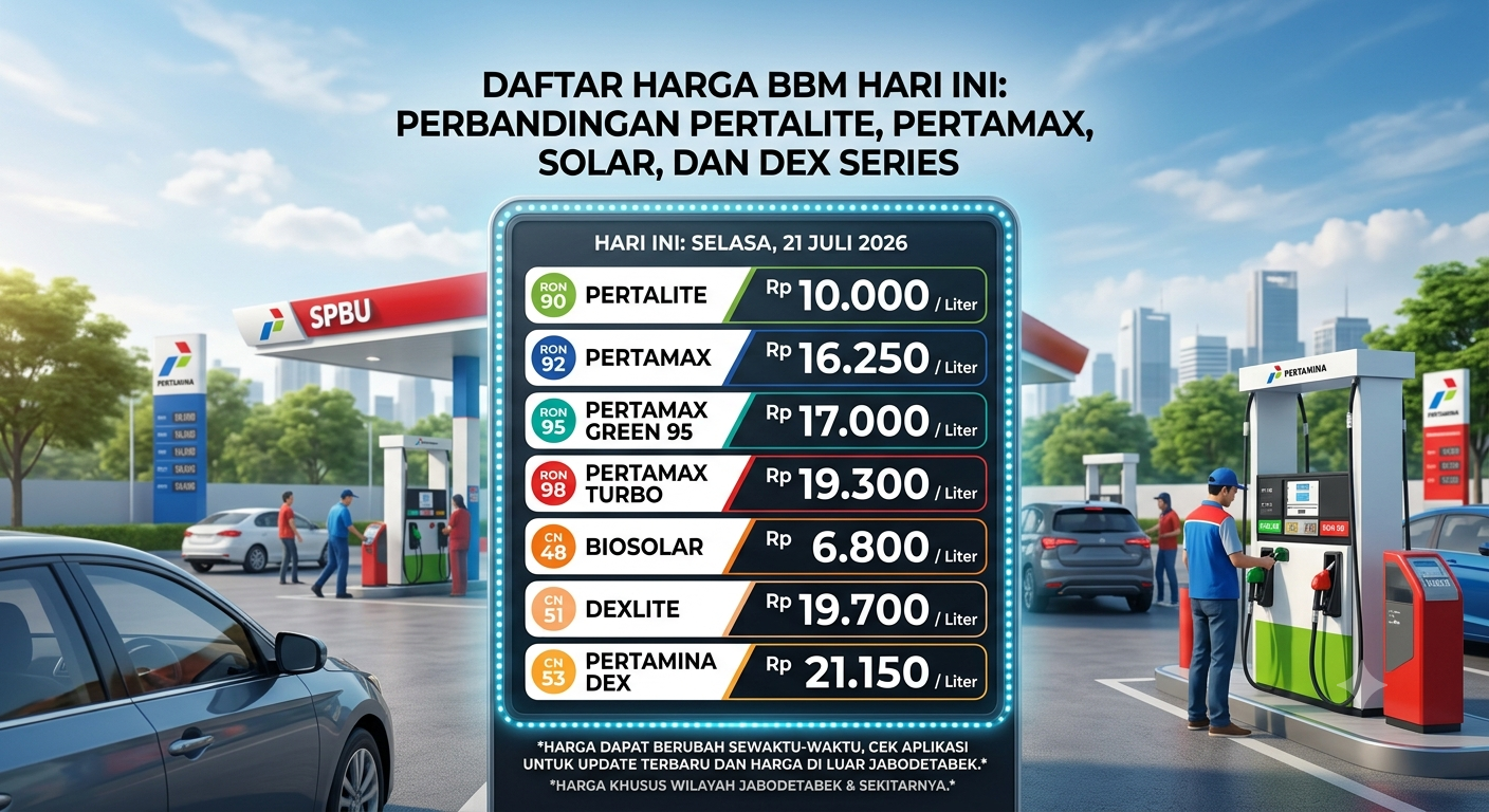 Daftar Harga BBM Hari Ini: Perbandingan Pertalite, Pertamax, Solar, dan Dex Series