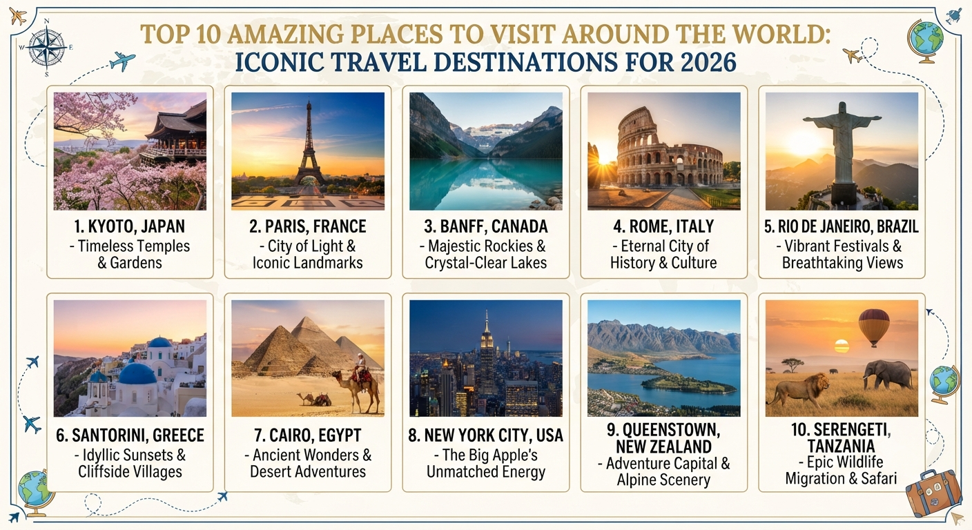 Top 10 Amazing Places to Visit Around the World: Iconic Travel Destinations for 2026
