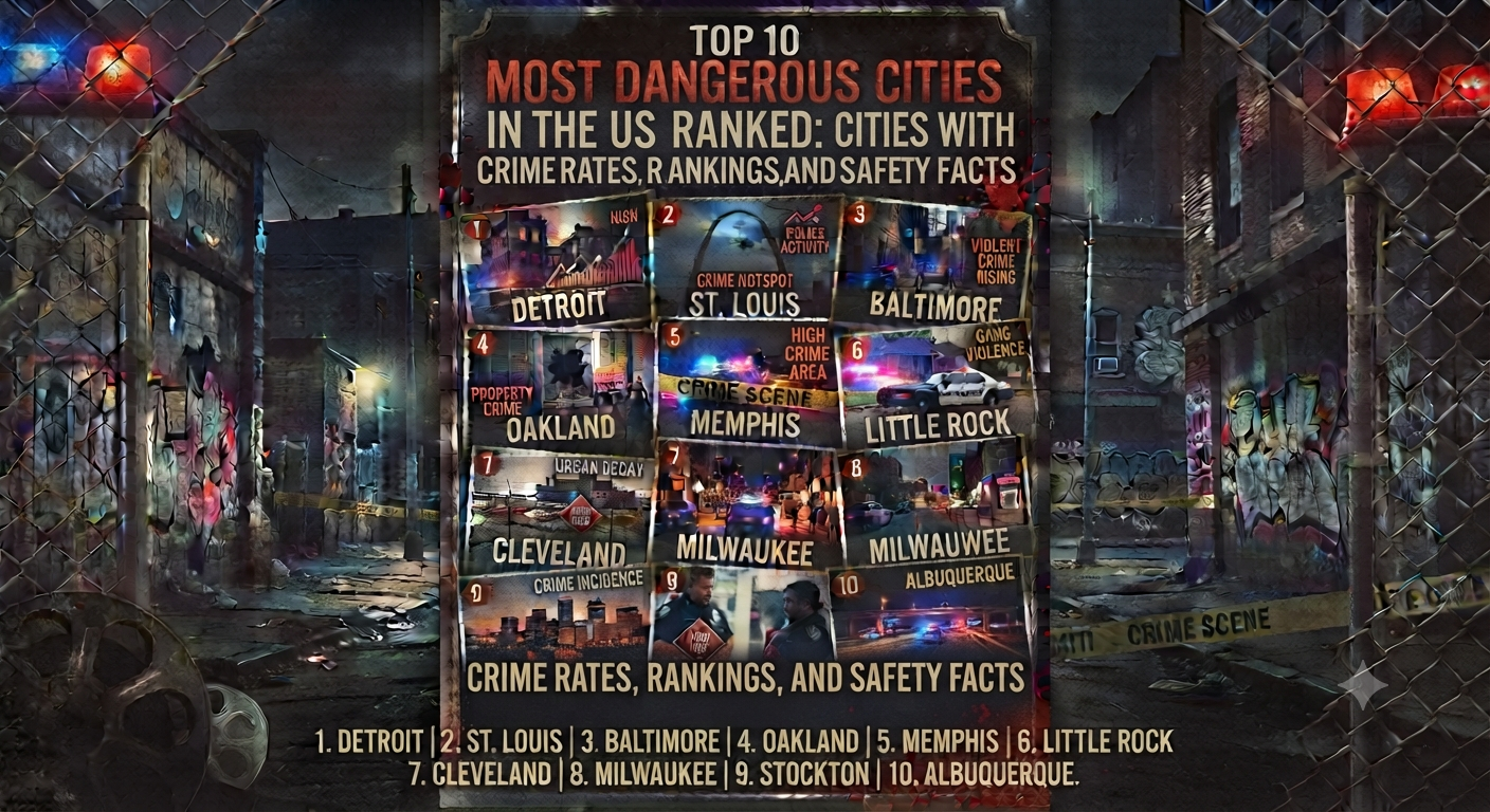 Top 10 Most Dangerous Cities in the US Ranked: Cities with the Highest Crime Rates