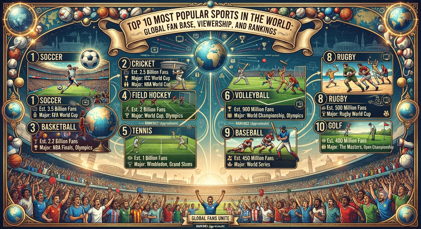 Top 10 Most Popular Sports in the World: Global Fan Base, Viewership, and Rankings