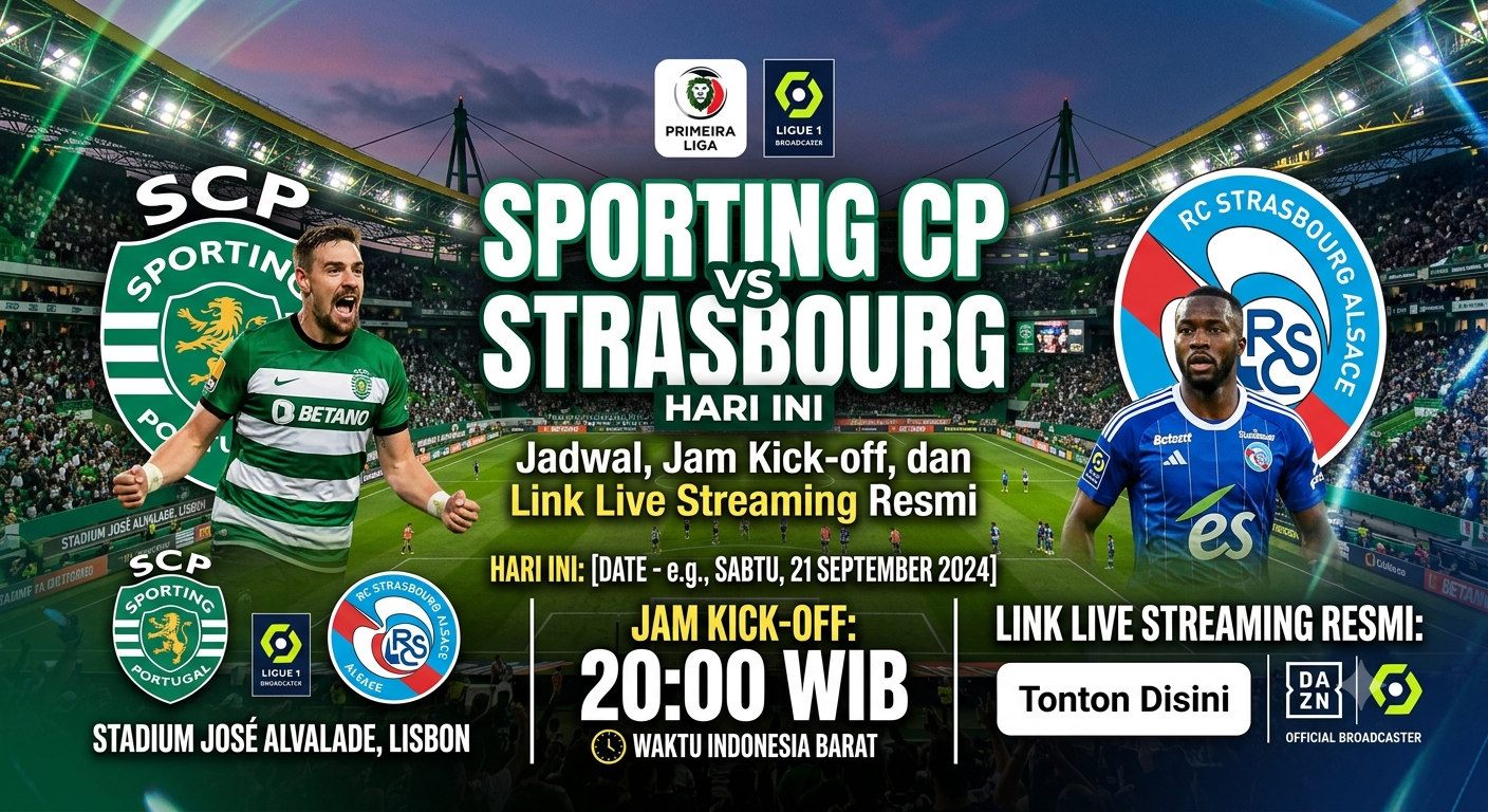 Sporting CP vs Strasbourg Hari Ini: Jadwal, Jam Kick-off, dan Link Live Streaming Resmi