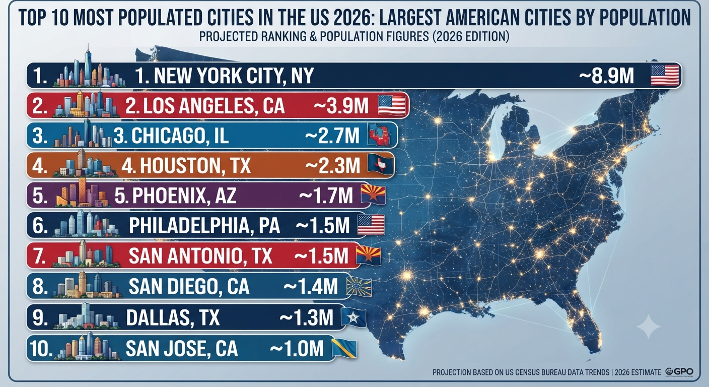 Top 10 Most Populated Cities in the US 2026: Largest American Cities by Population