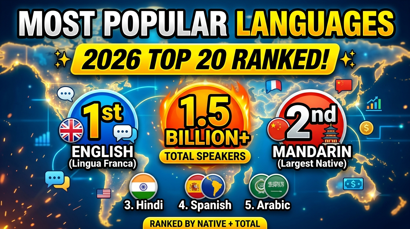 Most Popular Languages in the World in 2026: Top 20 Languages Ranked by Native and Total Speakers