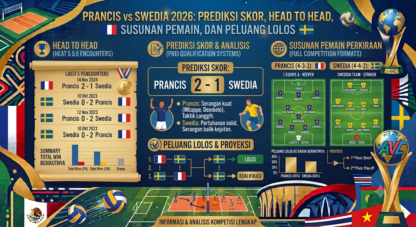 Prancis vs Swedia 2026: Prediksi Skor, Head to Head, Susunan Pemain, dan Peluang Lolos