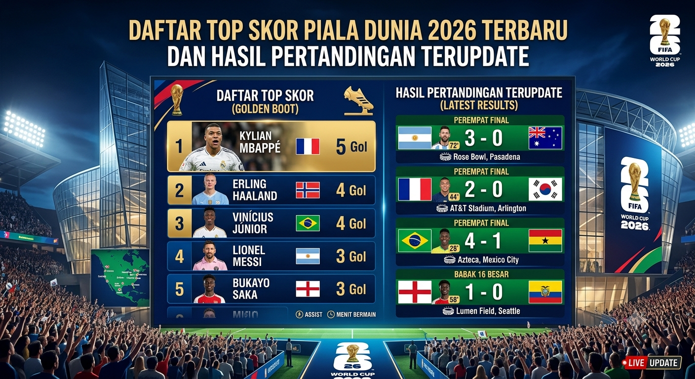 Daftar Top Skor Piala Dunia 2026 Terbaru dan Hasil Pertandingan Terupdate