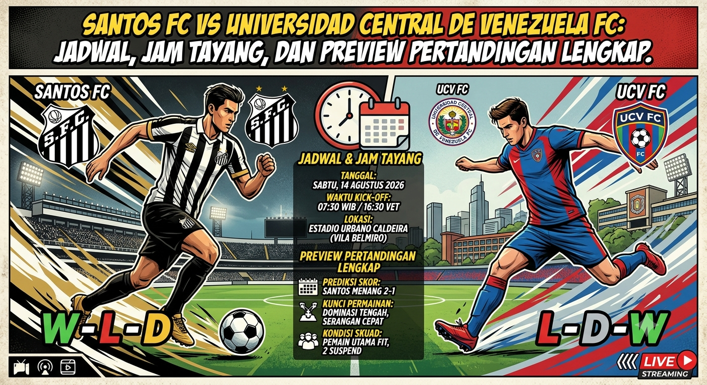 Santos vs Universidad Central de Venezuela FC: Jadwal, Jam Tayang, dan Preview Pertandingan Lengkap