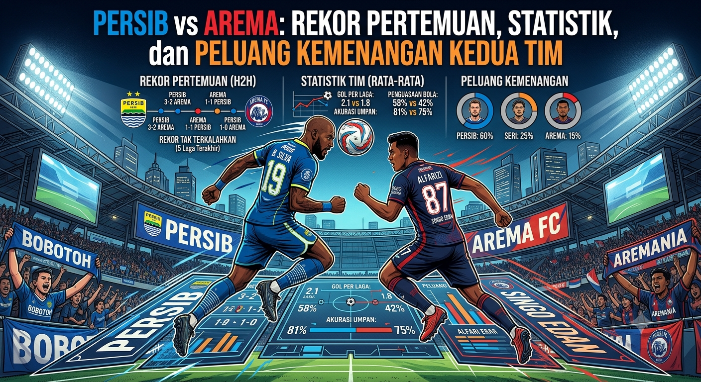 Persib vs Arema: Rekor Pertemuan, Statistik, dan Peluang Kemenangan Kedua Tim
