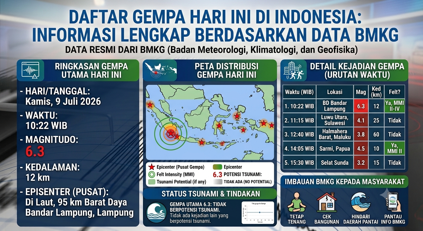 Daftar Gempa Hari Ini di Indonesia: Informasi Lengkap Berdasarkan Data BMKG