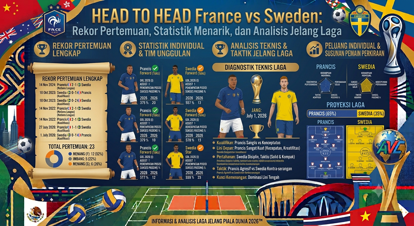 Head to Head France vs Sweden: Rekor Pertemuan, Statistik Menarik, dan Analisis Jelang Laga