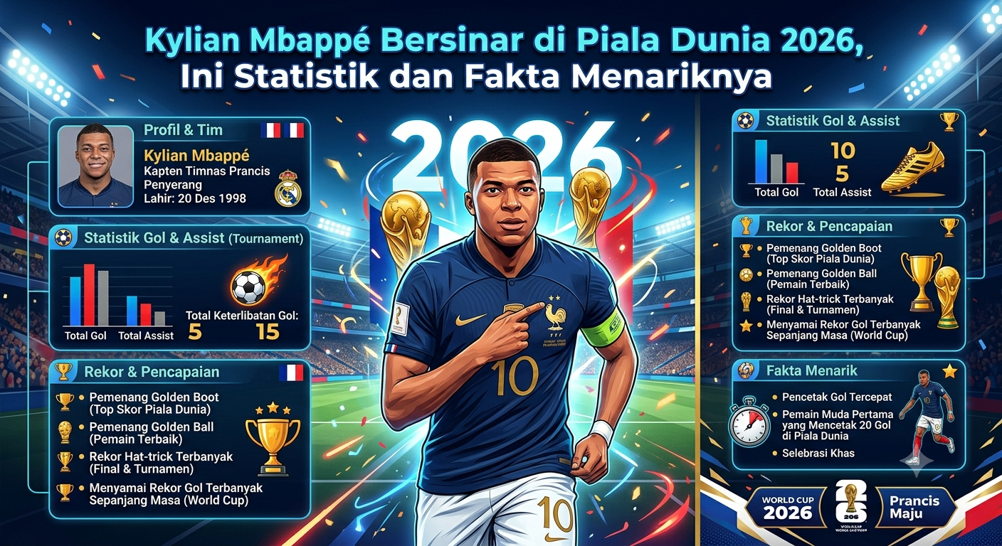 Kylian Mbappé Bersinar di Piala Dunia 2026, Ini Statistik dan Fakta Menariknya