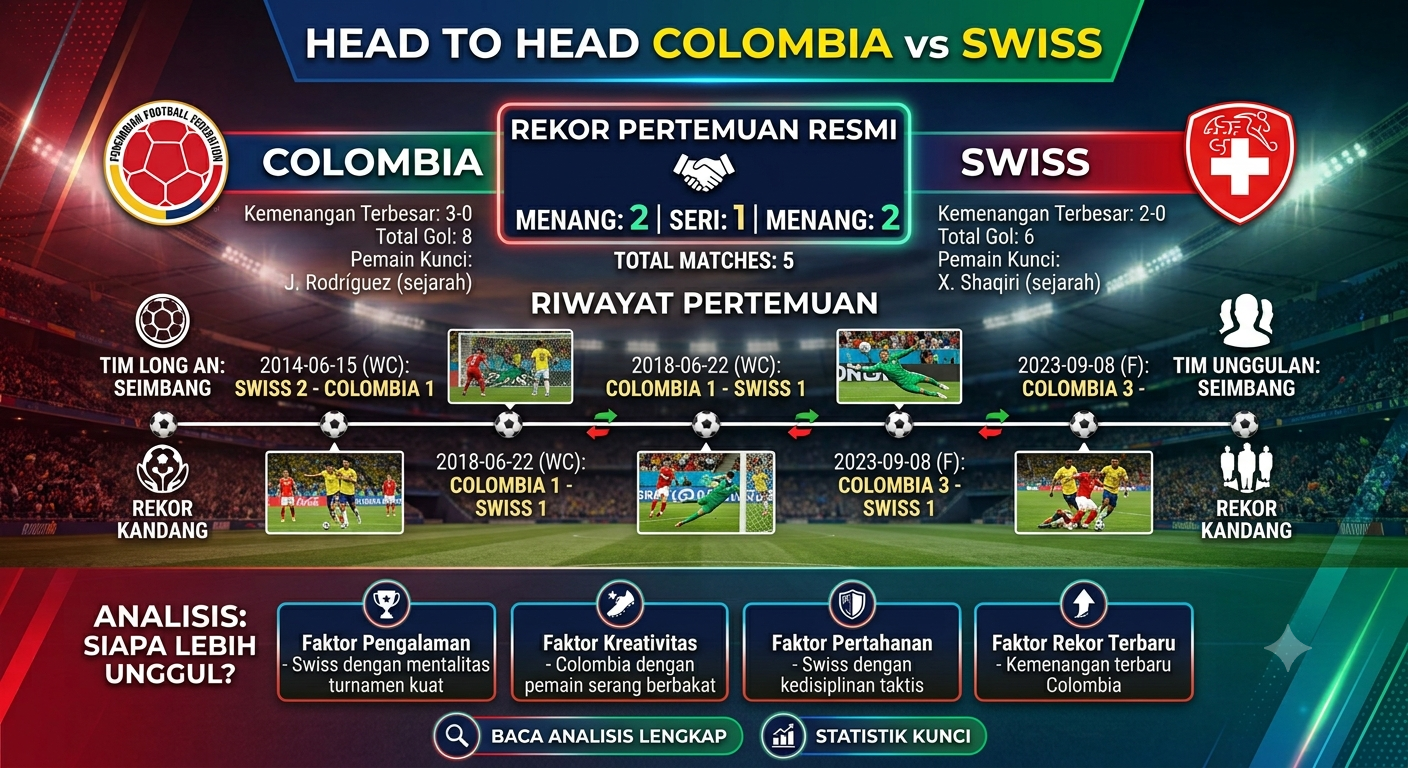 Head to Head Colombia vs Swiss: Rekor Pertemuan dan Siapa Lebih Unggul?