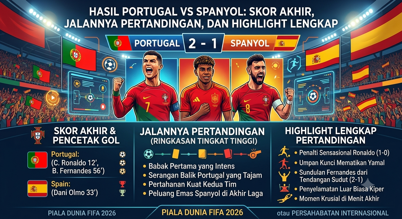 Hasil Portugal vs Spanyol: Skor Akhir, Jalannya Pertandingan, dan Highlight Lengkap