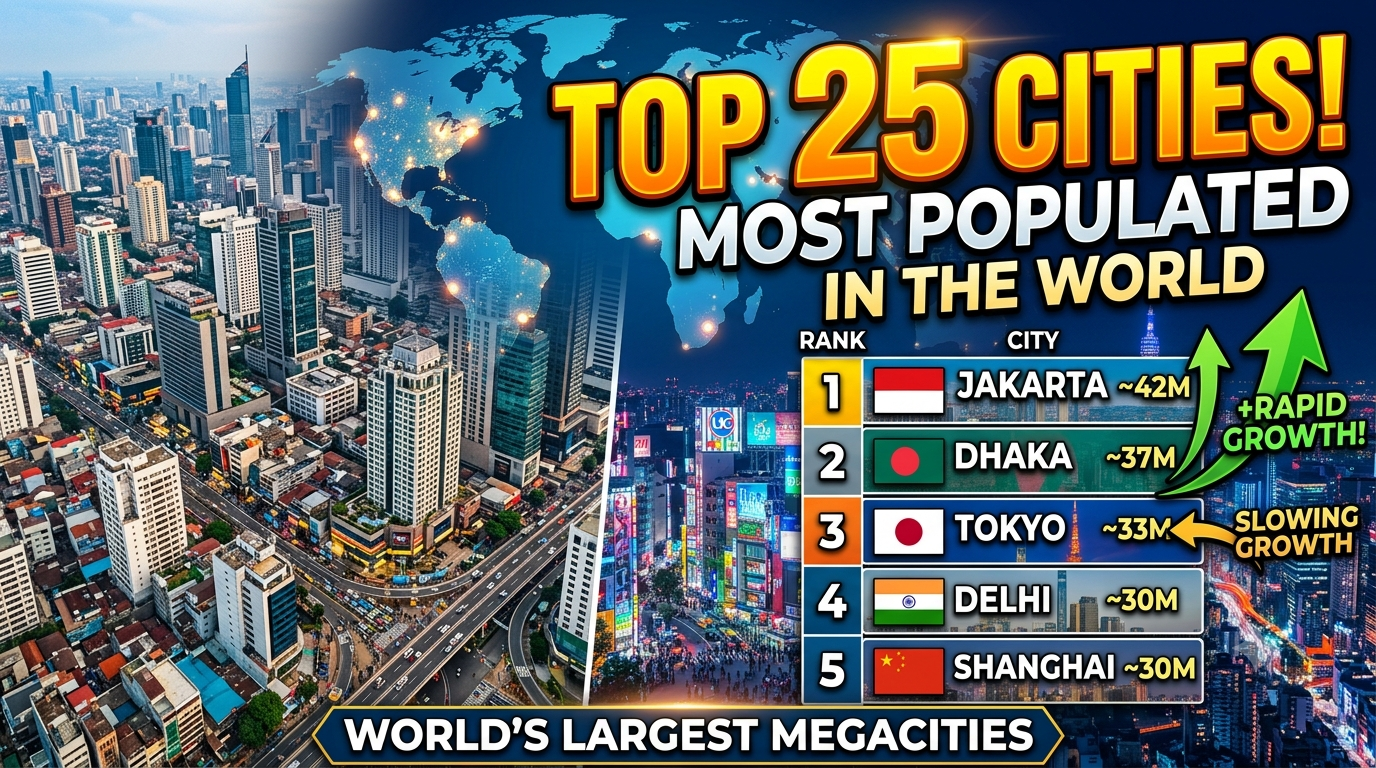 Top 25 Most Populated Cities in the World: Population Growth, Rankings, and Key Facts
