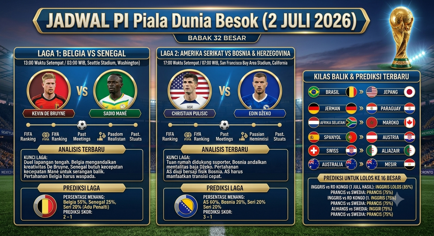 Jadwal Bola Piala Dunia Besok Lengkap dengan Prediksi Laga dan Analisis Pertandingan Terbaru