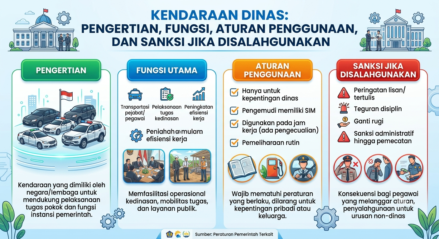 Kendaraan Dinas: Pengertian, Fungsi, Aturan Penggunaan, dan Sanksi Jika Disalahgunakan