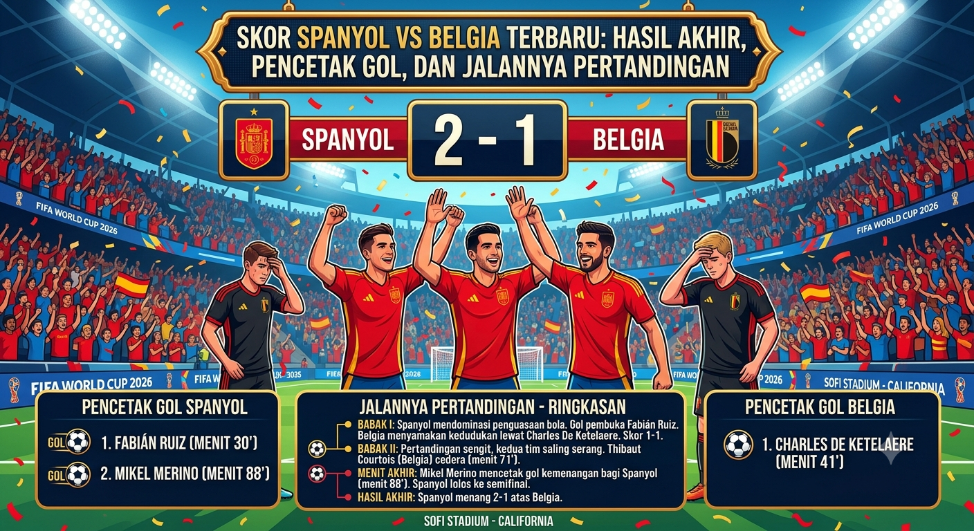 Skor Spanyol vs Belgia Terbaru: Hasil Akhir, Pencetak Gol, dan Jalannya Pertandingan