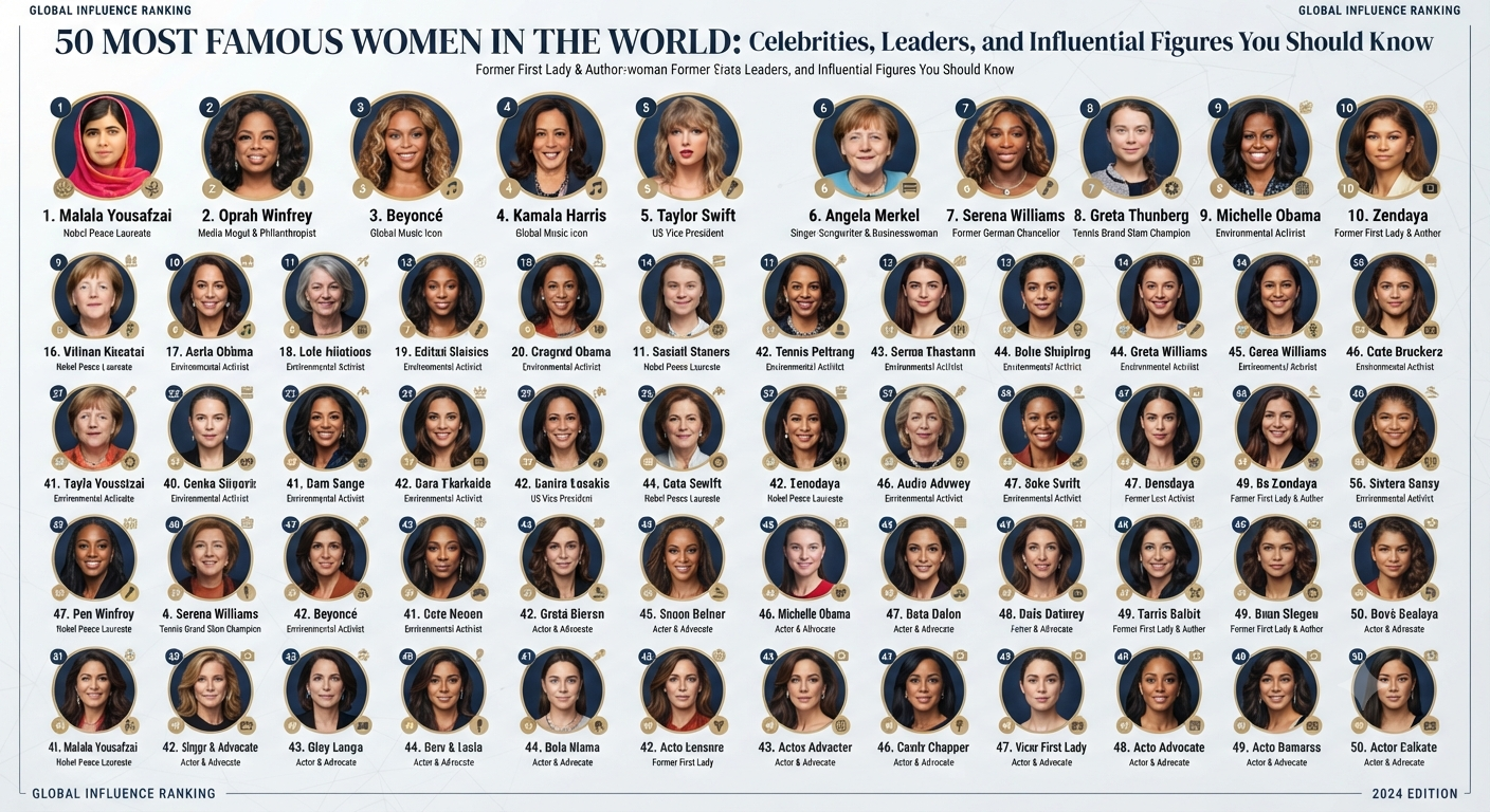 50 Most Famous Women in the World: Celebrities, Leaders, and Influential Figures You Should Know