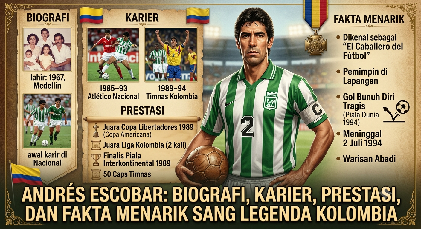 Profil Andres Escobar: Biografi, Karier, Prestasi, dan Fakta Menarik Sang Legenda Kolombia