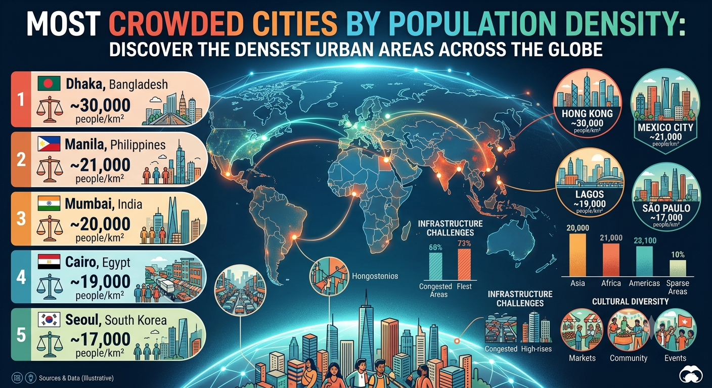 Most Crowded Cities by Population Density: Discover the Densest Urban Areas Across the Globe