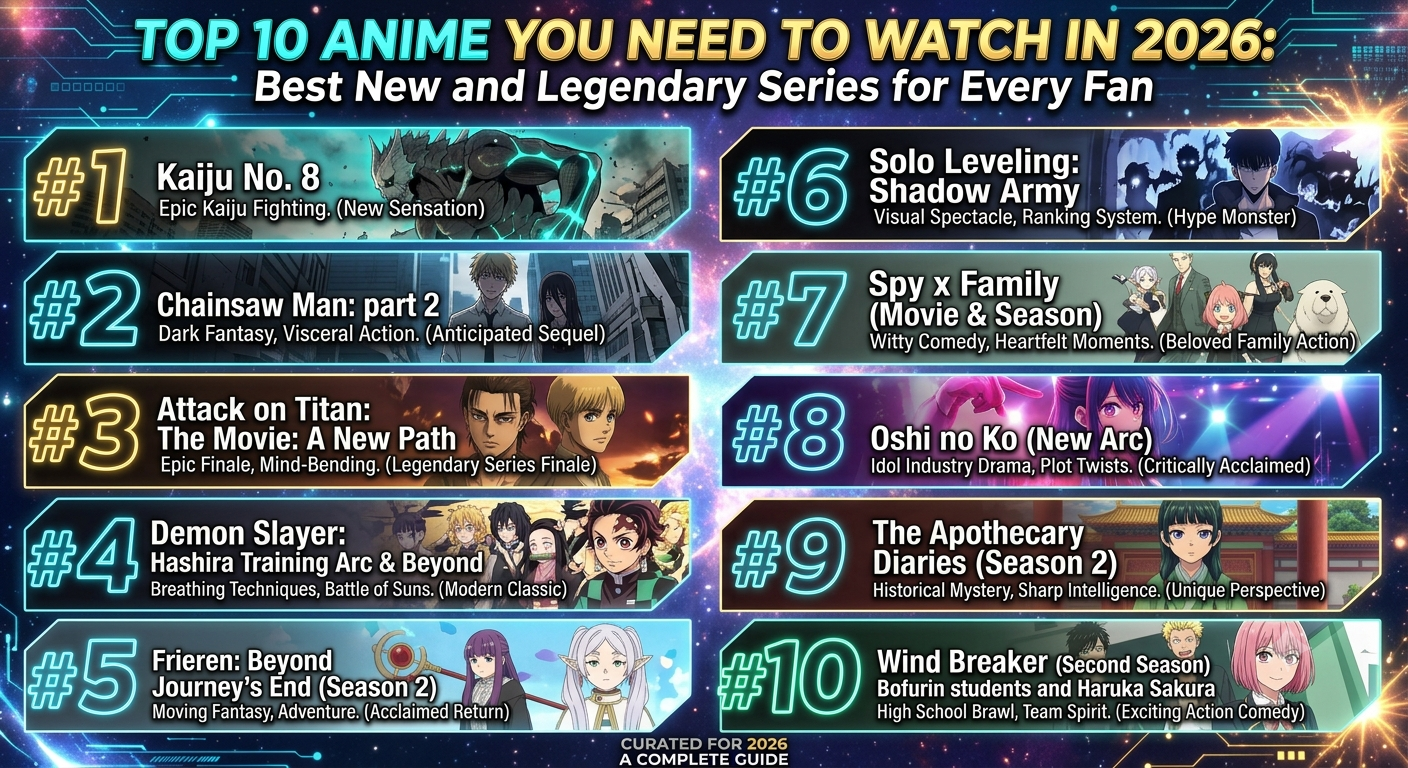 Top 10 Anime You Need to Watch in 2026: Best New and Legendary Series for Every Fan