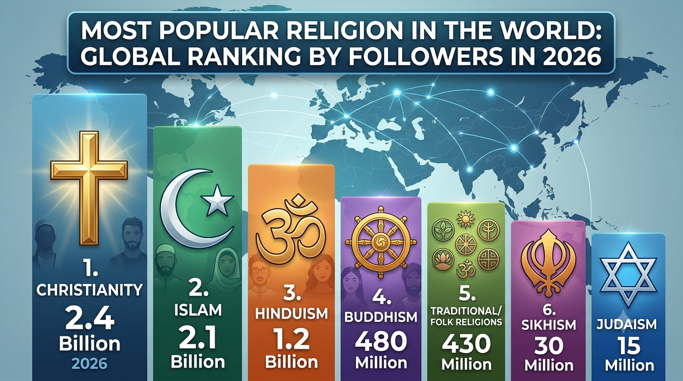 Most Popular Religion in the World: Global Ranking by Number of Followers in 2026