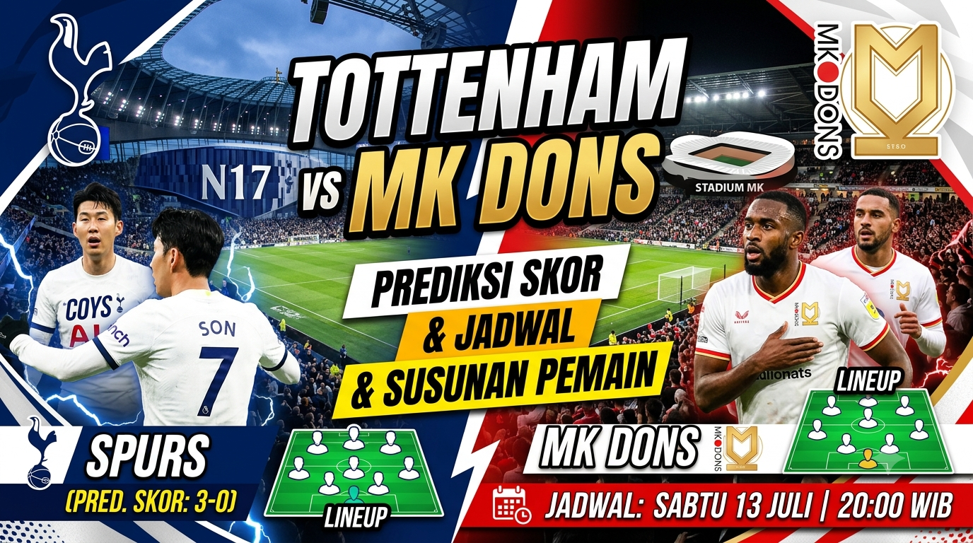 Tottenham vs MK Dons: Prediksi Skor, Susunan Pemain, dan Jadwal Pertandingan