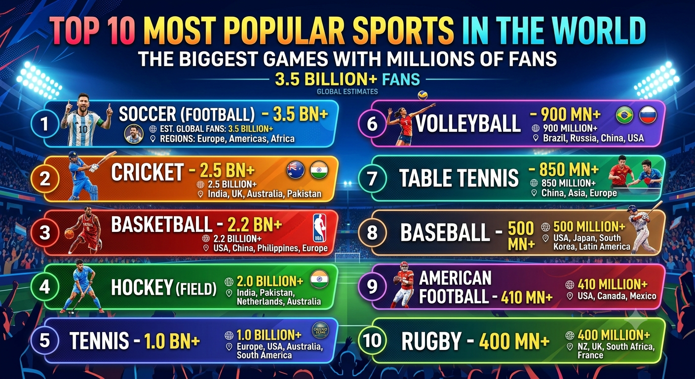 Top 10 Most Popular Sports in the World: The Biggest Games with Millions of Fans