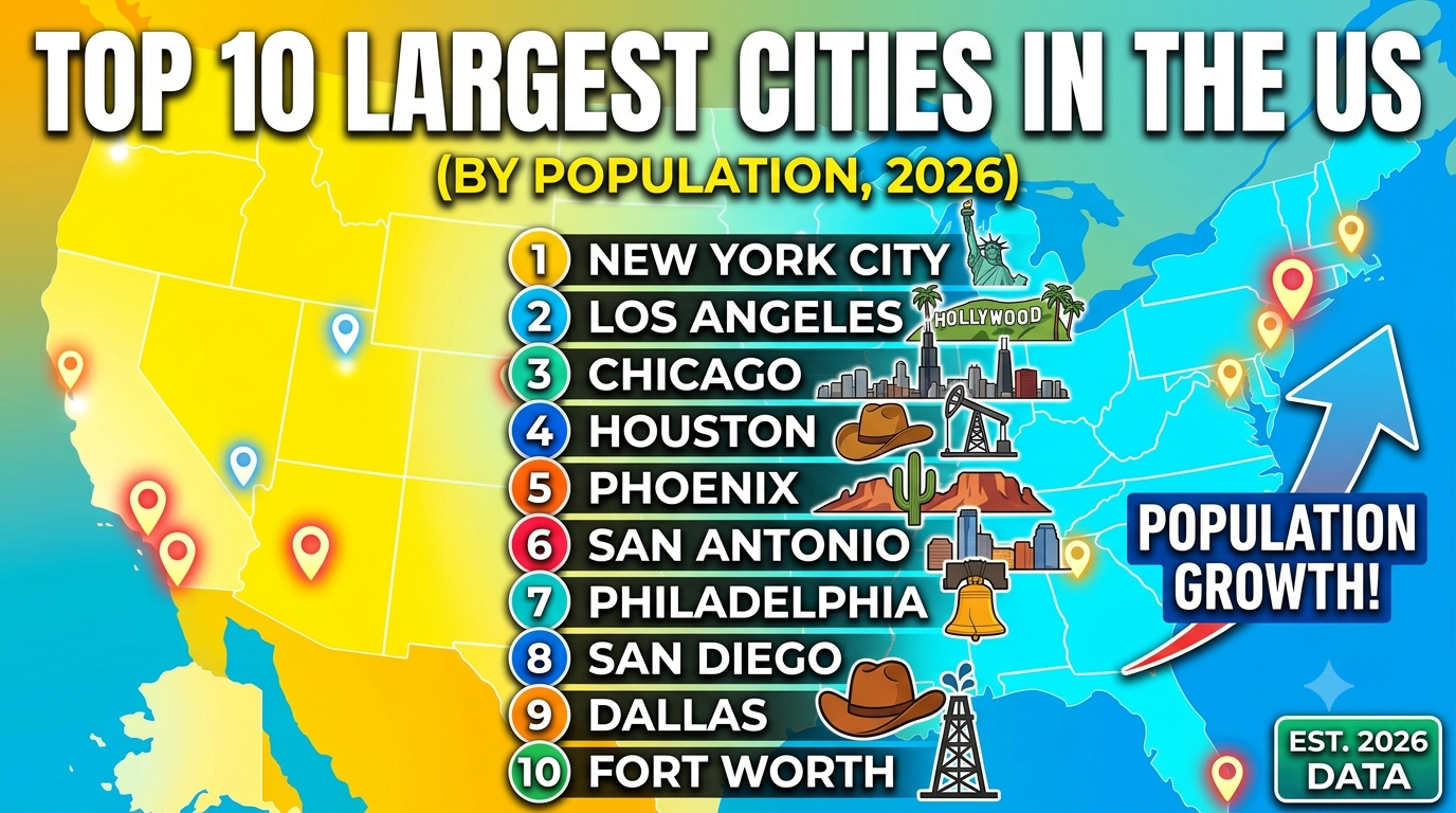 Top 10 Largest Cities in the US by Population in 2026: Ranking America’s Biggest Urban Centers