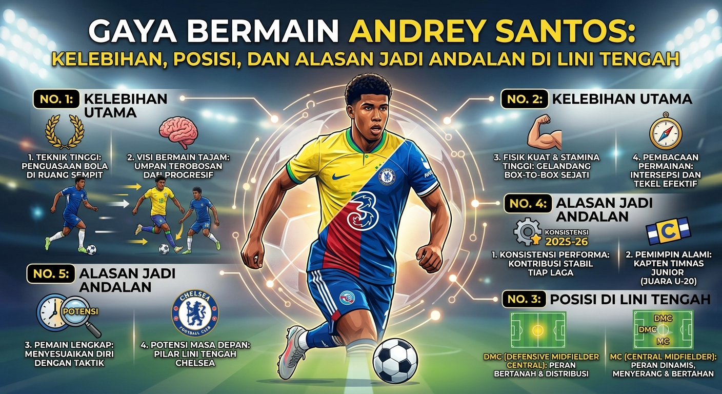 Gaya Bermain Andrey Santos: Kelebihan, Posisi, dan Alasan Jadi Andalan di Lini Tengah