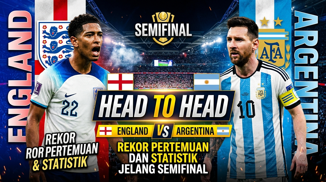 Head to Head England vs Argentina: Rekor Pertemuan dan Statistik Jelang Semifinal