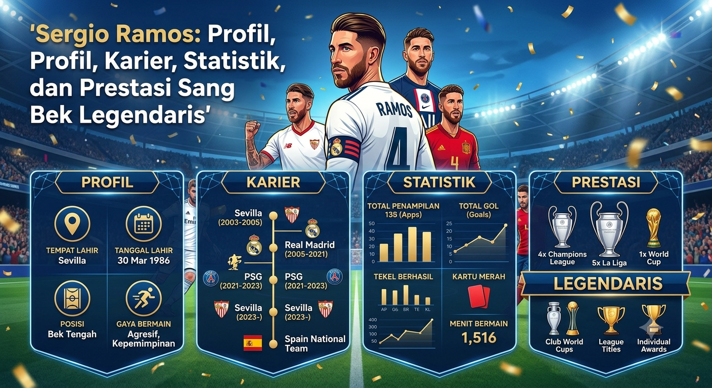 Sergio Ramos: Profil, Karier, Statistik, dan Prestasi Sang Bek Legendaris