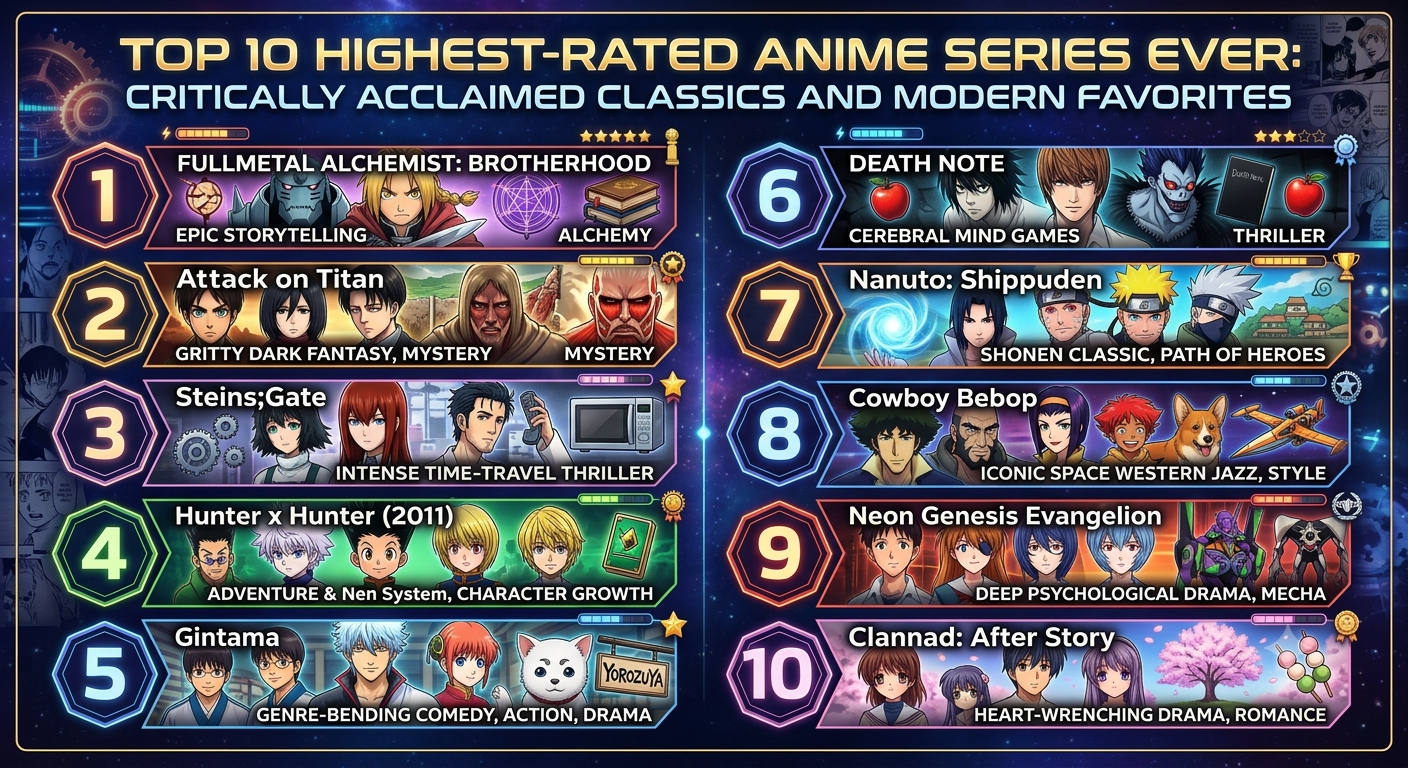 Top 10 Highest-Rated Anime Series Ever: Critically Acclaimed Classics and Modern Favorites