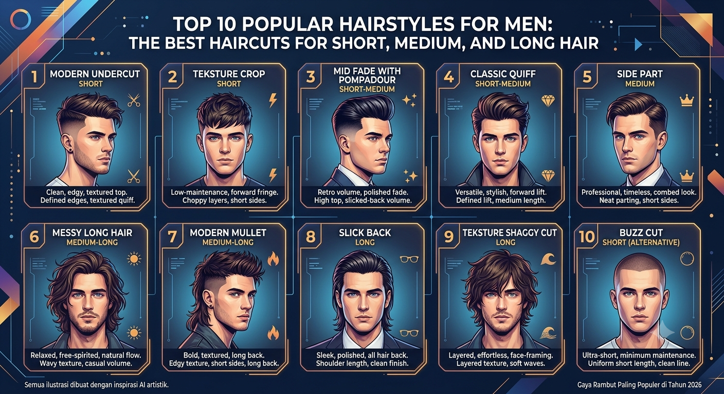 Top 10 Popular Hairstyles for Men: The Best Haircuts for Short, Medium, and Long Hair