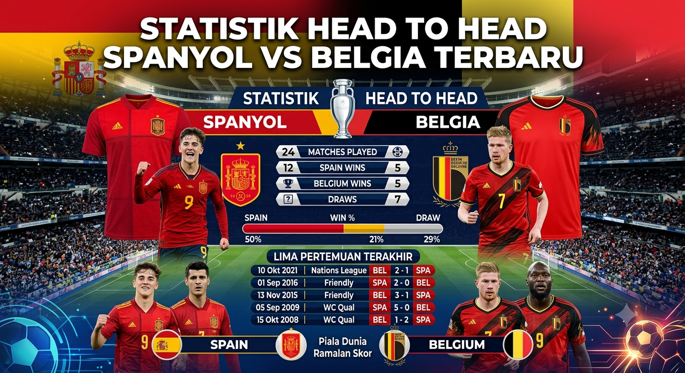 Statistik Head to Head Spanyol vs Belgia Terbaru