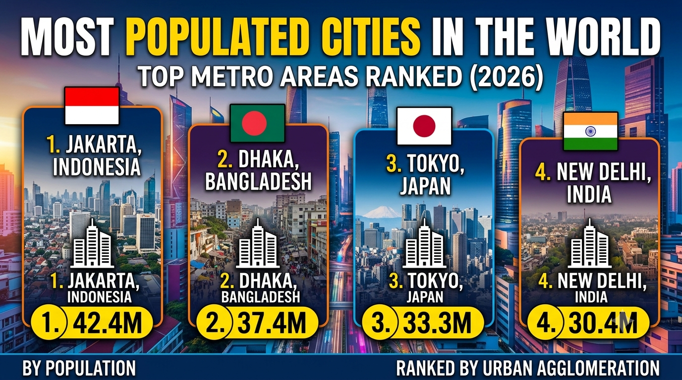 Most Populated Cities in the World by Population (2026): Largest Urban Areas Ranked