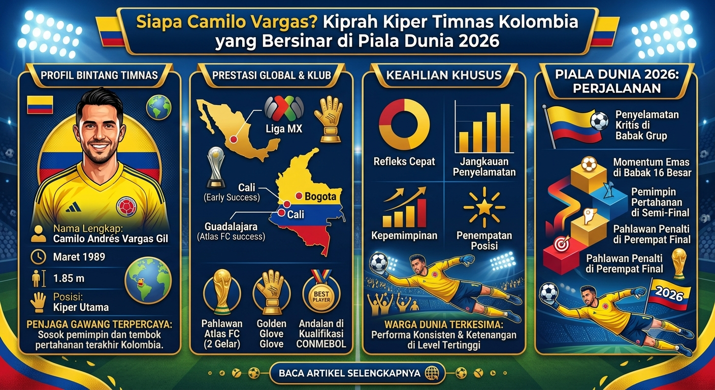 Siapa Camilo Vargas? Kiprah Kiper Timnas Kolombia yang Bersinar di Piala Dunia 2026