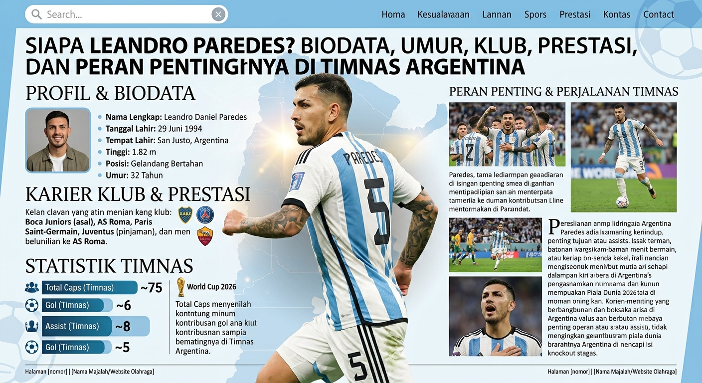 Siapa Leandro Paredes? Biodata, Umur, Klub, Prestasi, dan Peran Pentingnya di Timnas Argentina