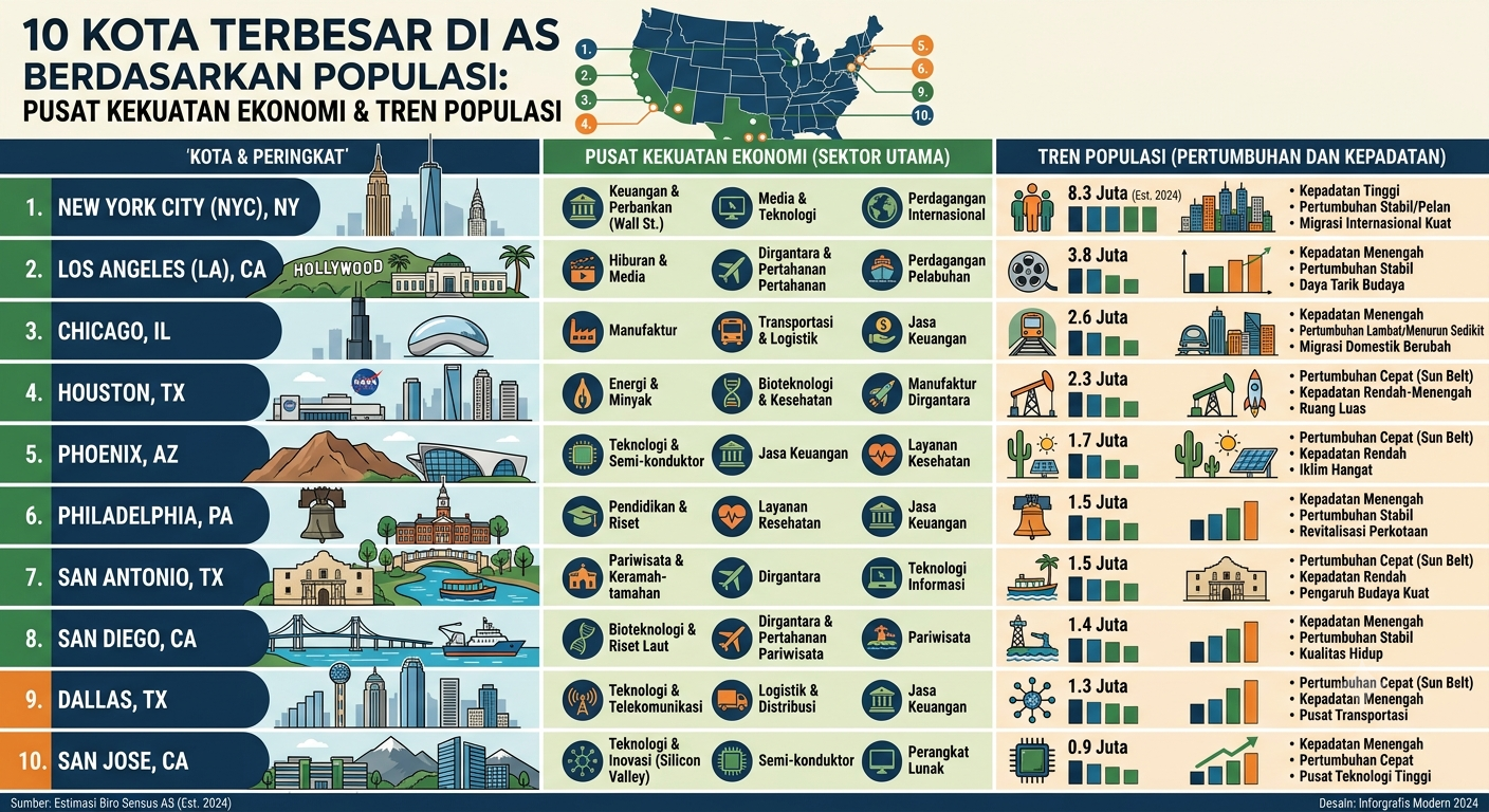 10 Largest Cities in the USA by Population: Economic Powerhouses and Population Trends